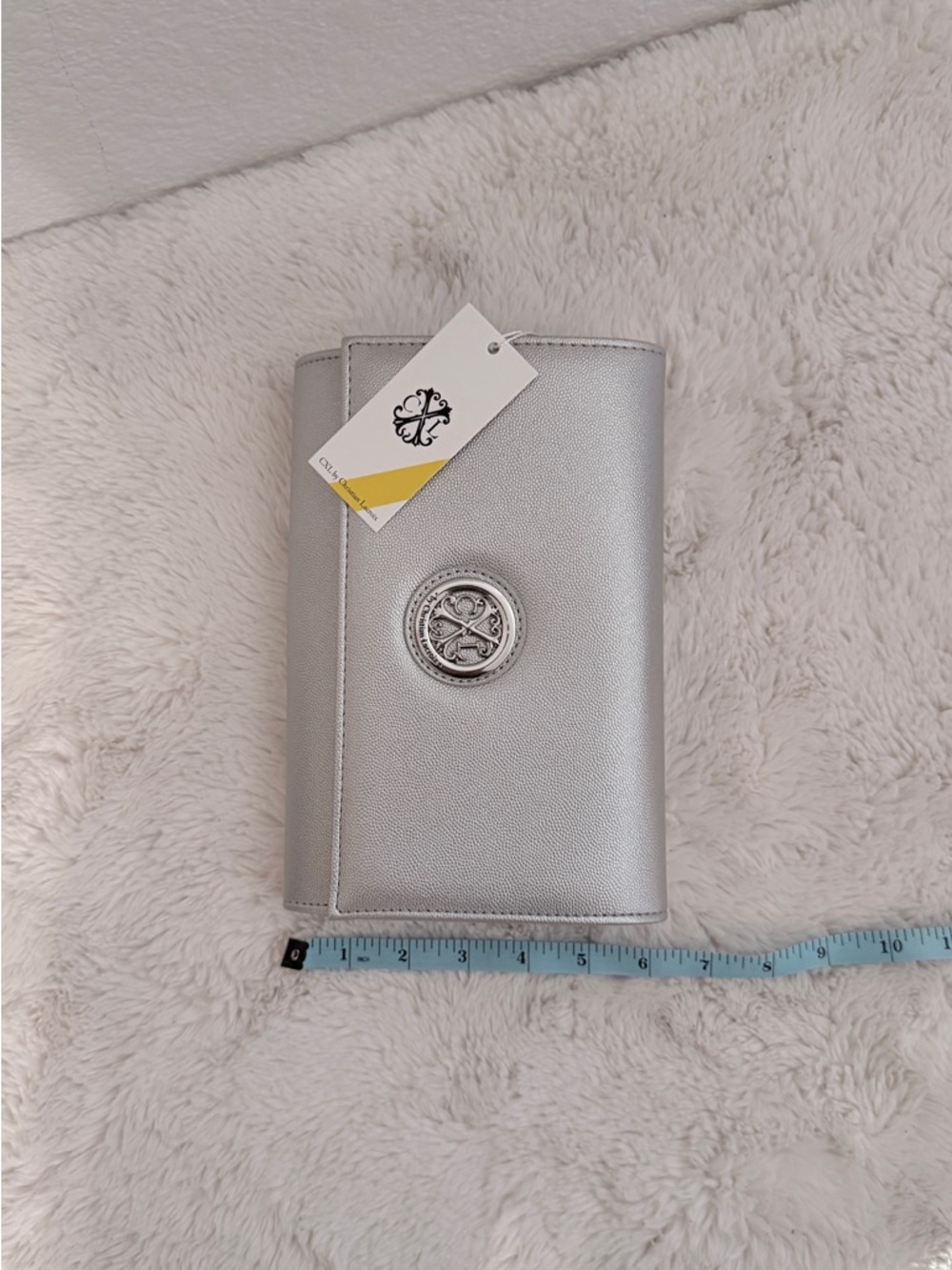 CXL by Christian Lacroix Silver Metallic Envelope Clutch w/ Detachable Chain NWT - Picture 10 of 12